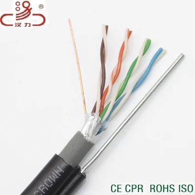 24AWG Conductor LAN Cable 8 Core Outdoor Drop Wire Cable